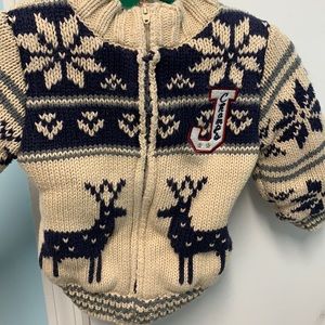 Thick knit cotton 6-12 months joe fresh sweater coat with deer